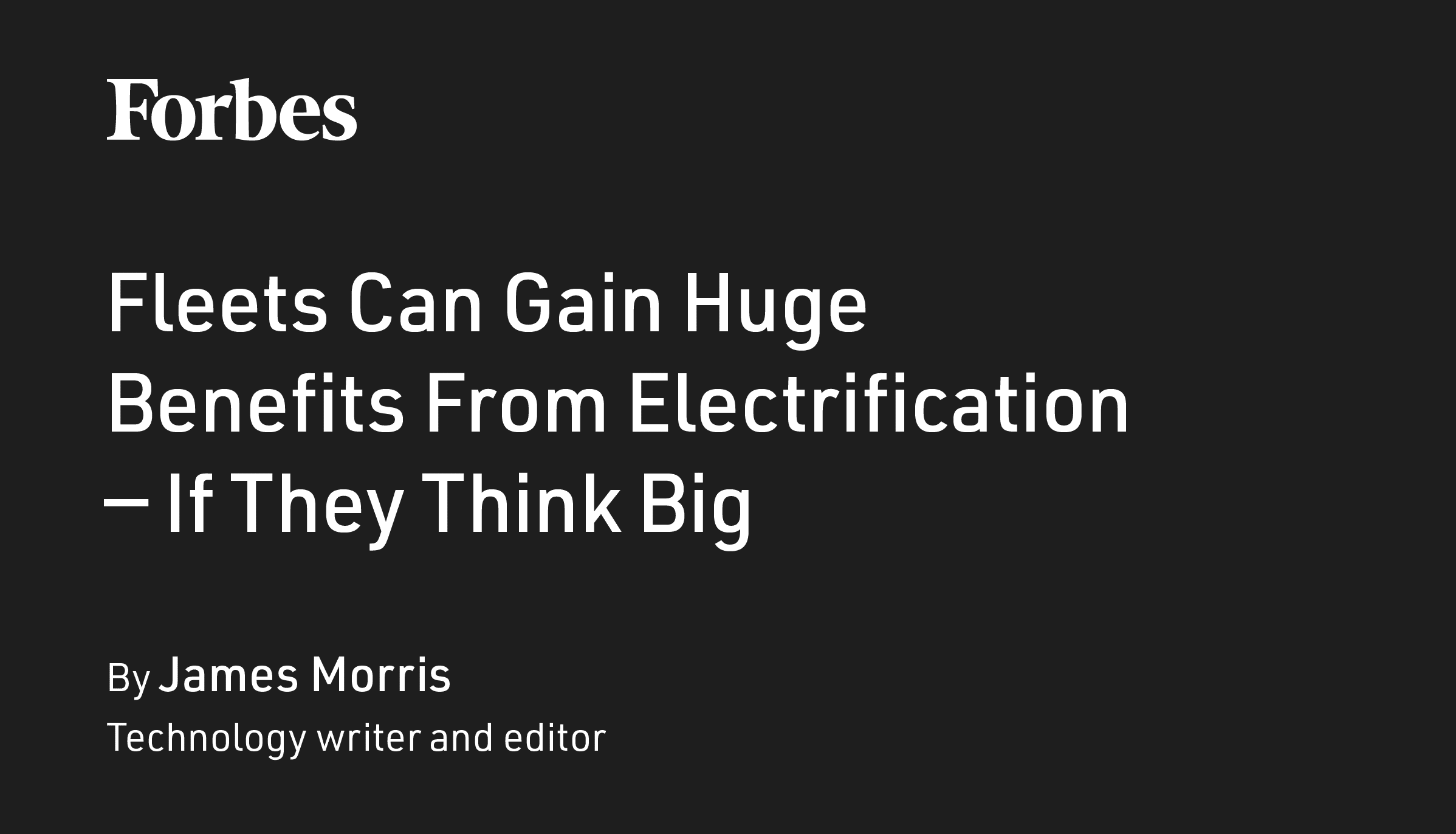 Forbes interviewed Mike Nakrani, CEO, VEV, to explore the economic implications for companies switching their diesel vehicles to electric at scale.